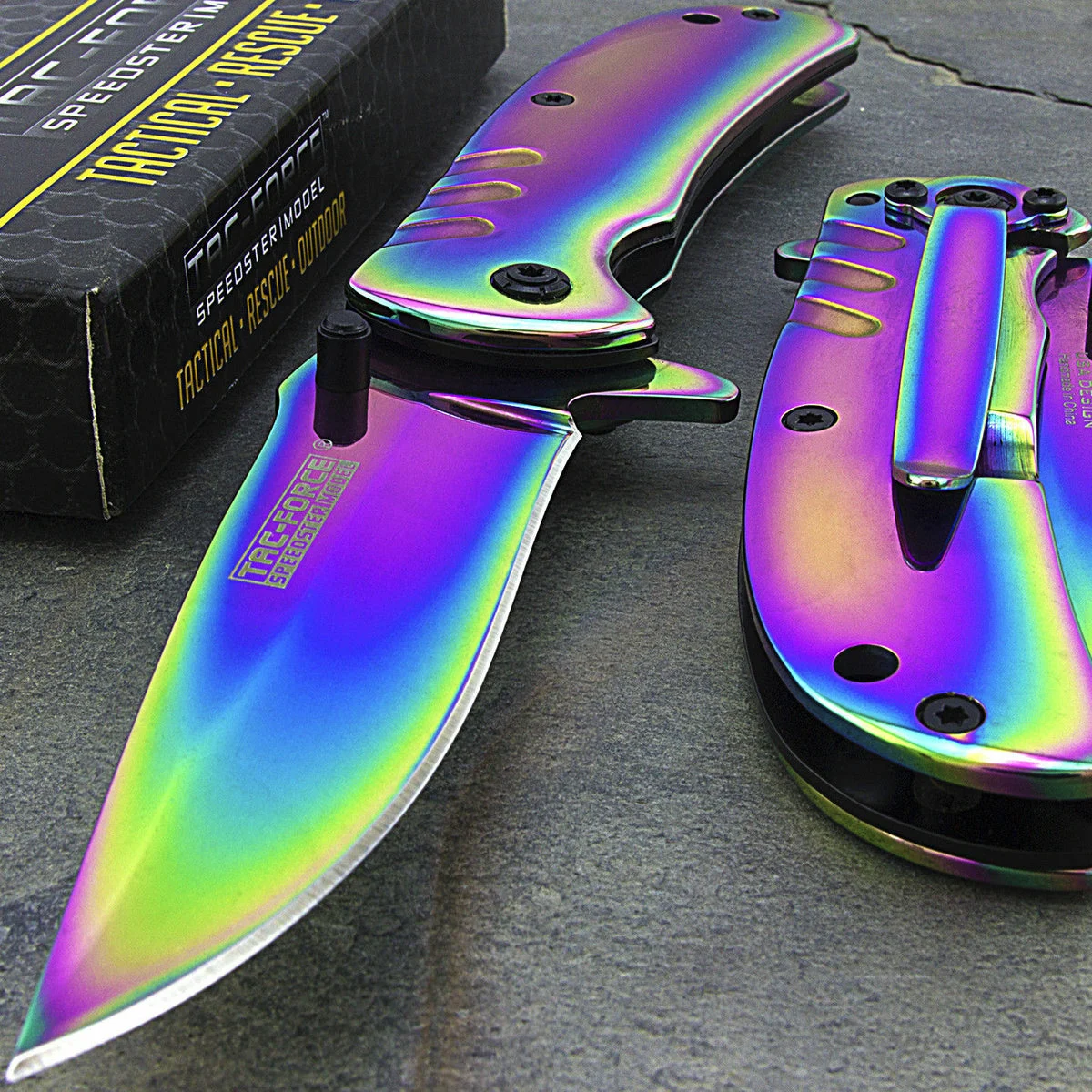 6.25″ Tac Force Titanium Rainbow Mini EDC Small Pocket Knife