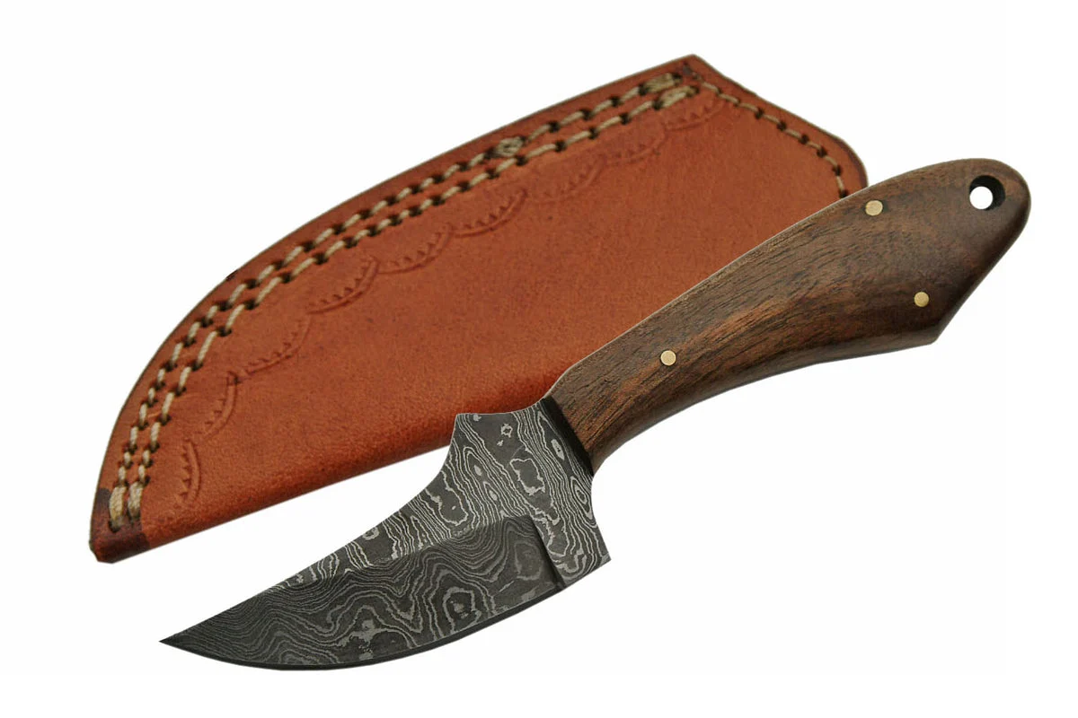6.5″ Dark Walnut Handmade Damascus Skinning Knife