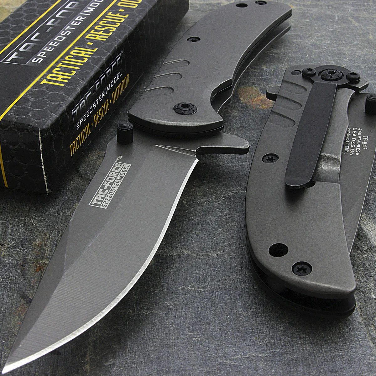 6.5″ Tac Force Speedster Model Tactical Titanium Gray Pocket Knife
