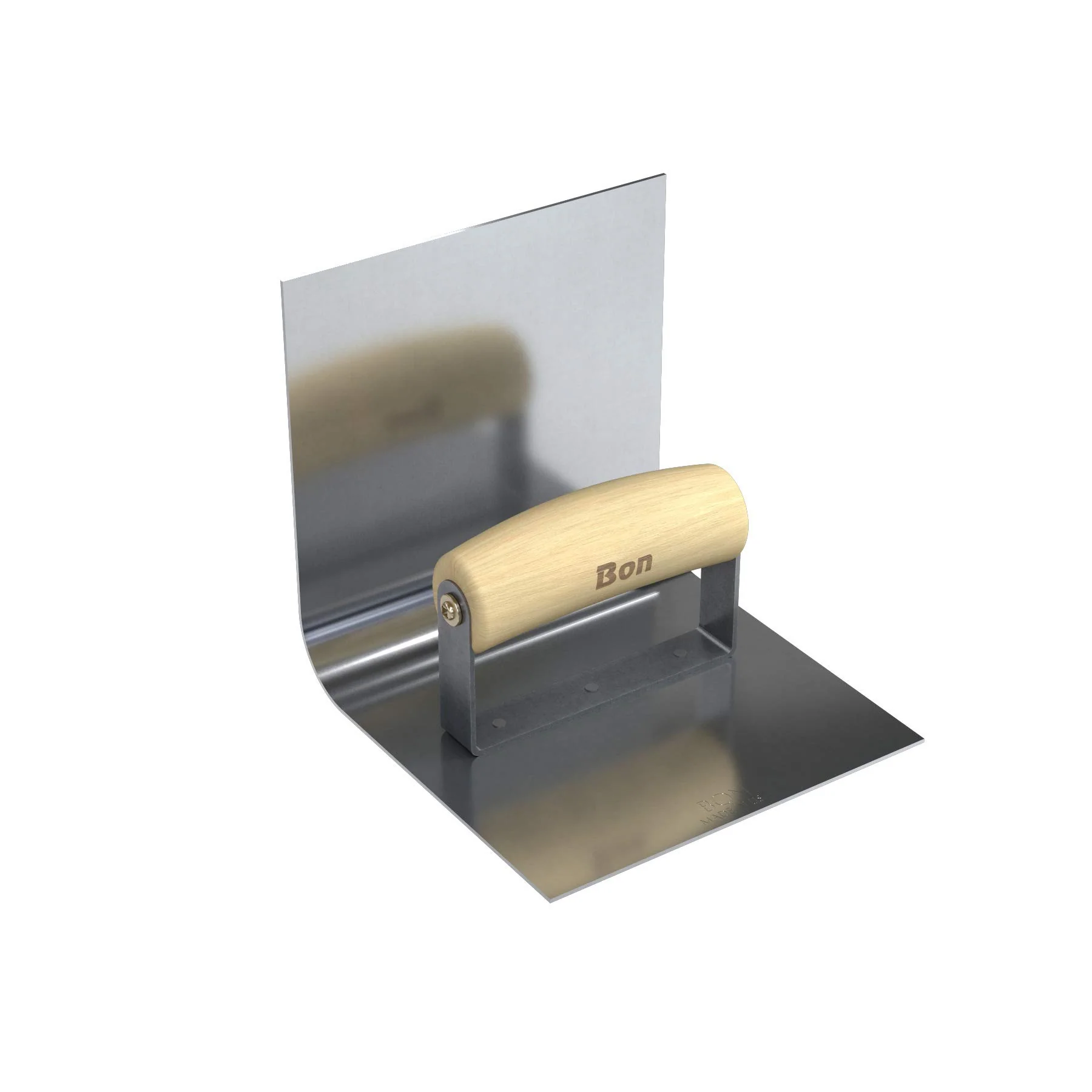 Bon 12-474 Base Tool – Stainless Steel 6-in. X 6-in. – 1-in. Radius 6-in. Lip Wood Handle