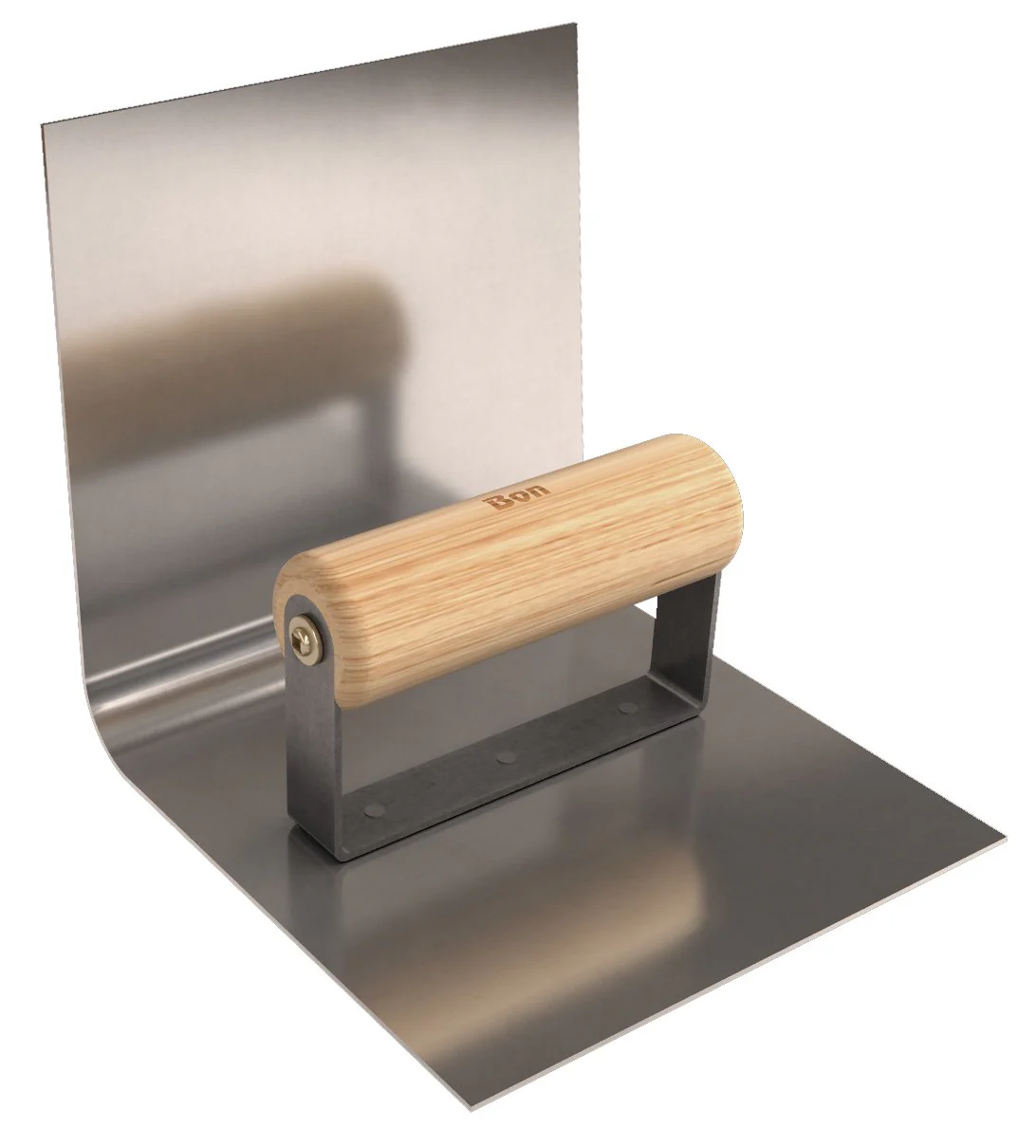 Bon 12-473 Base Tool – Stainless Steel 6-in. X 6-in. – 3/4-in. Radius 6-in. Lip Wood Handle