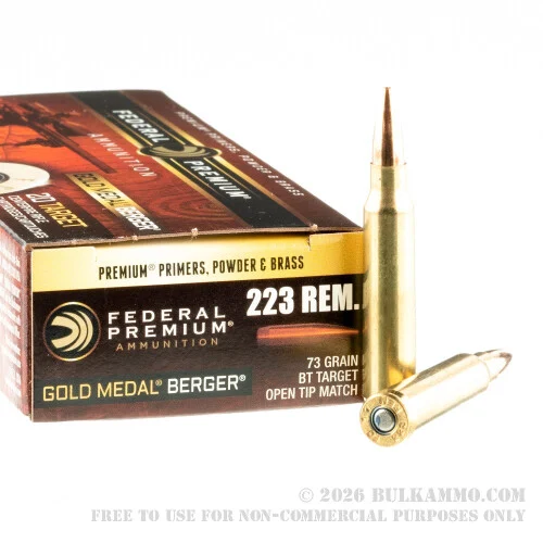 20 Rounds of .223 Ammo by Federal Gold Medal - 73gr Berger BTHP