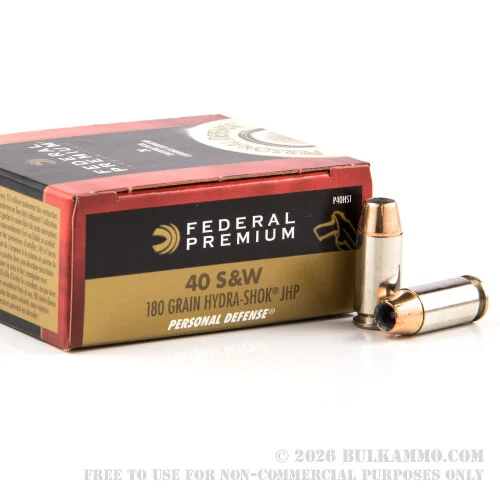 500Rounds of .40 S&W Ammo by Federal Hydra Shok - 180gr JHP