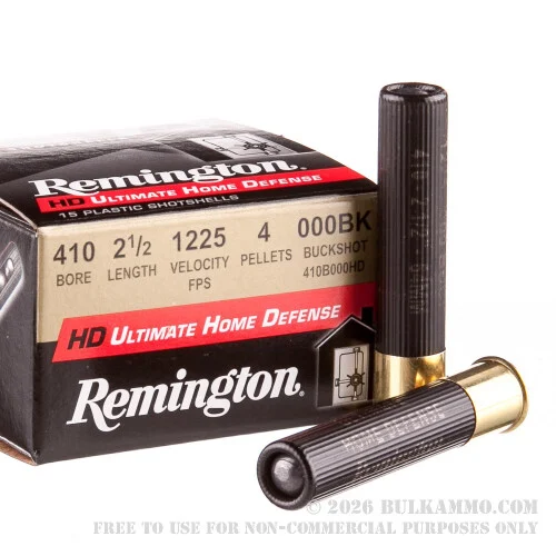 150 Rounds of .410 Ammo by Remington Home Defense - 2-1/2" - 000 Buck - 4 Pellets
