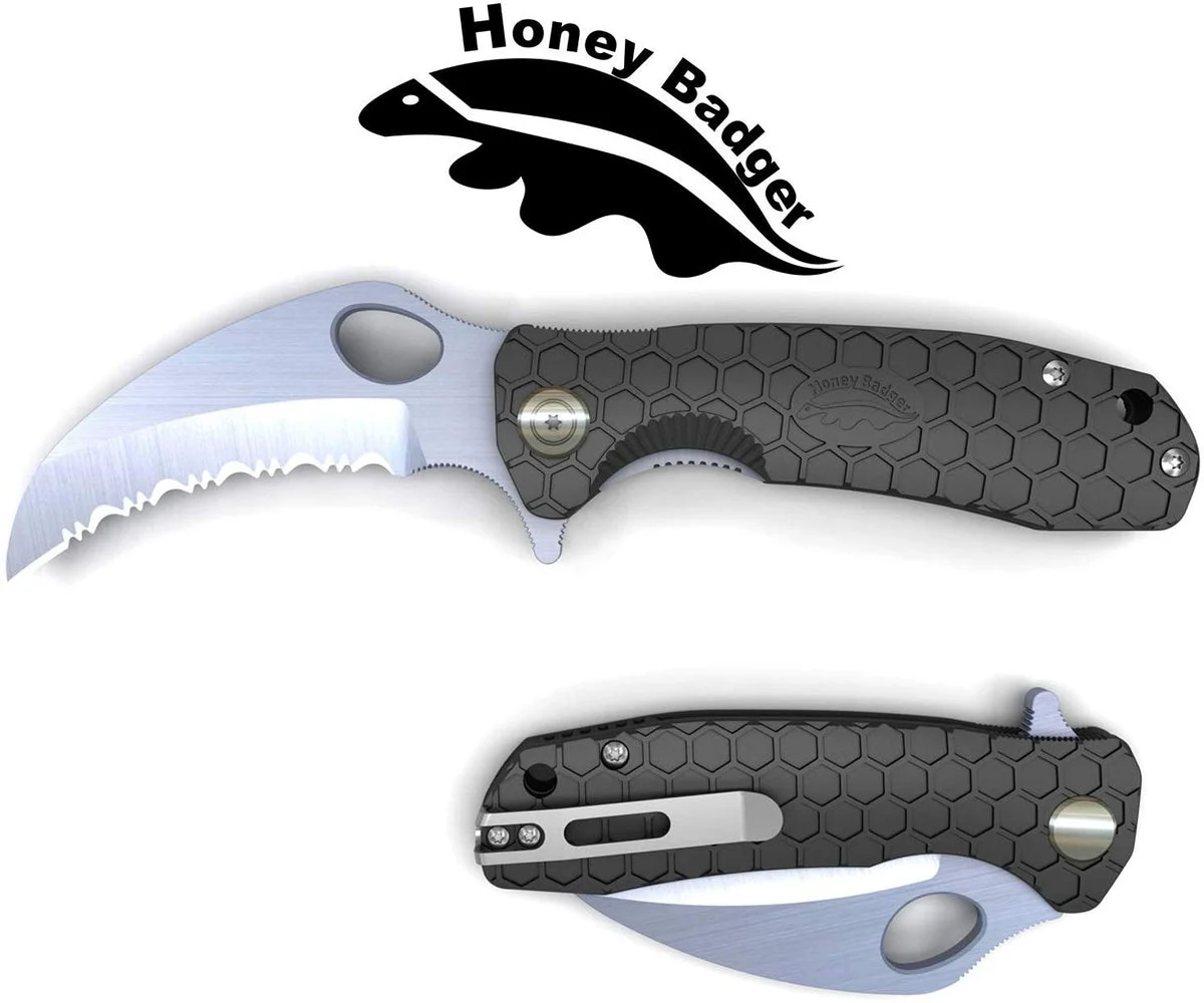 7.0″ Assisted Honey Badger Tactical Silver Black Pocket Knife