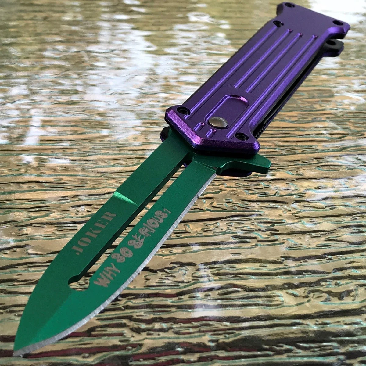 7.5″ Batman Joker Spring Assisted Stiletto Folding Pocket Knife