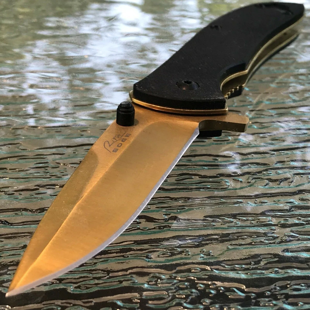 7.5″ Gold Rite Edge Stainless Steel Pocket Knife