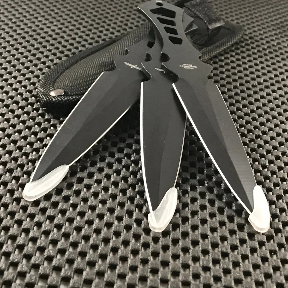 7.5″ Ninja Assassin Kunai Black Throwing Knife Set w/ Sheath TK-017-3B