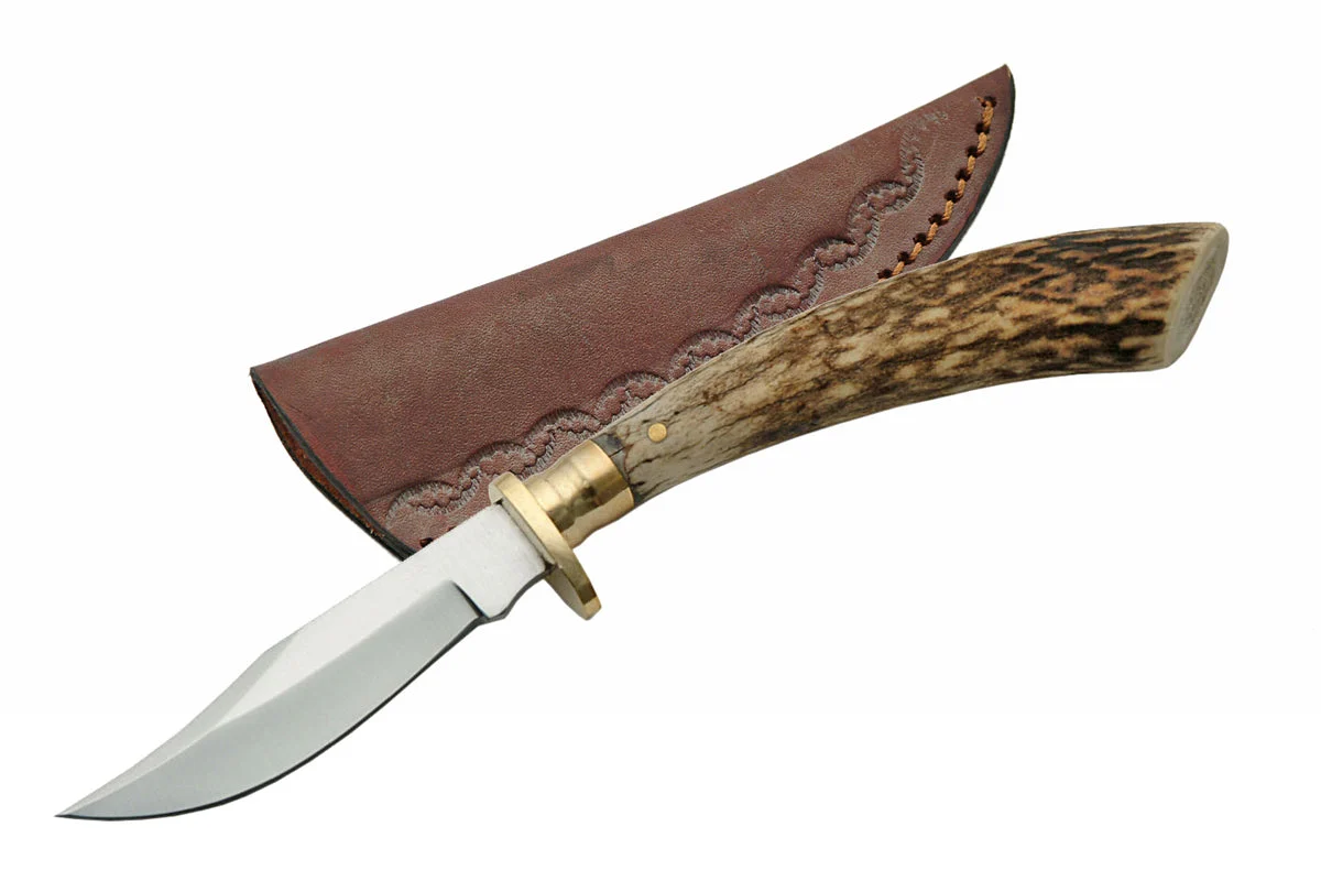 7.5″ Steel Stag Clip Point Skinning Knife (SS-7015)