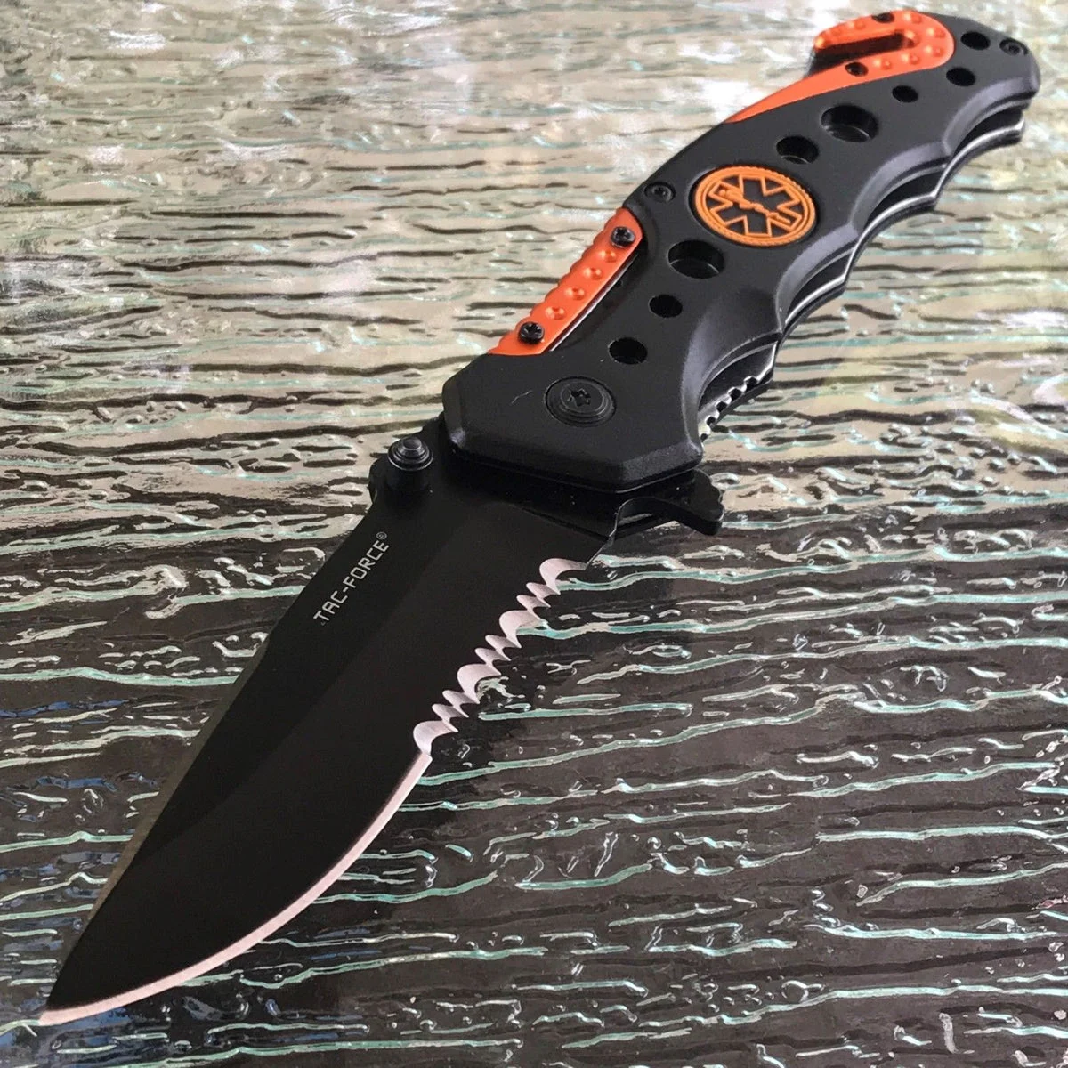 7.75″ Tac Force EMS EMT Orange & Black Pocket Knife TF-723EM