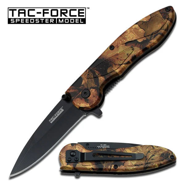 7.75″ Tac Force Jungle Camo EDC Rescue Orange Pocket Knife