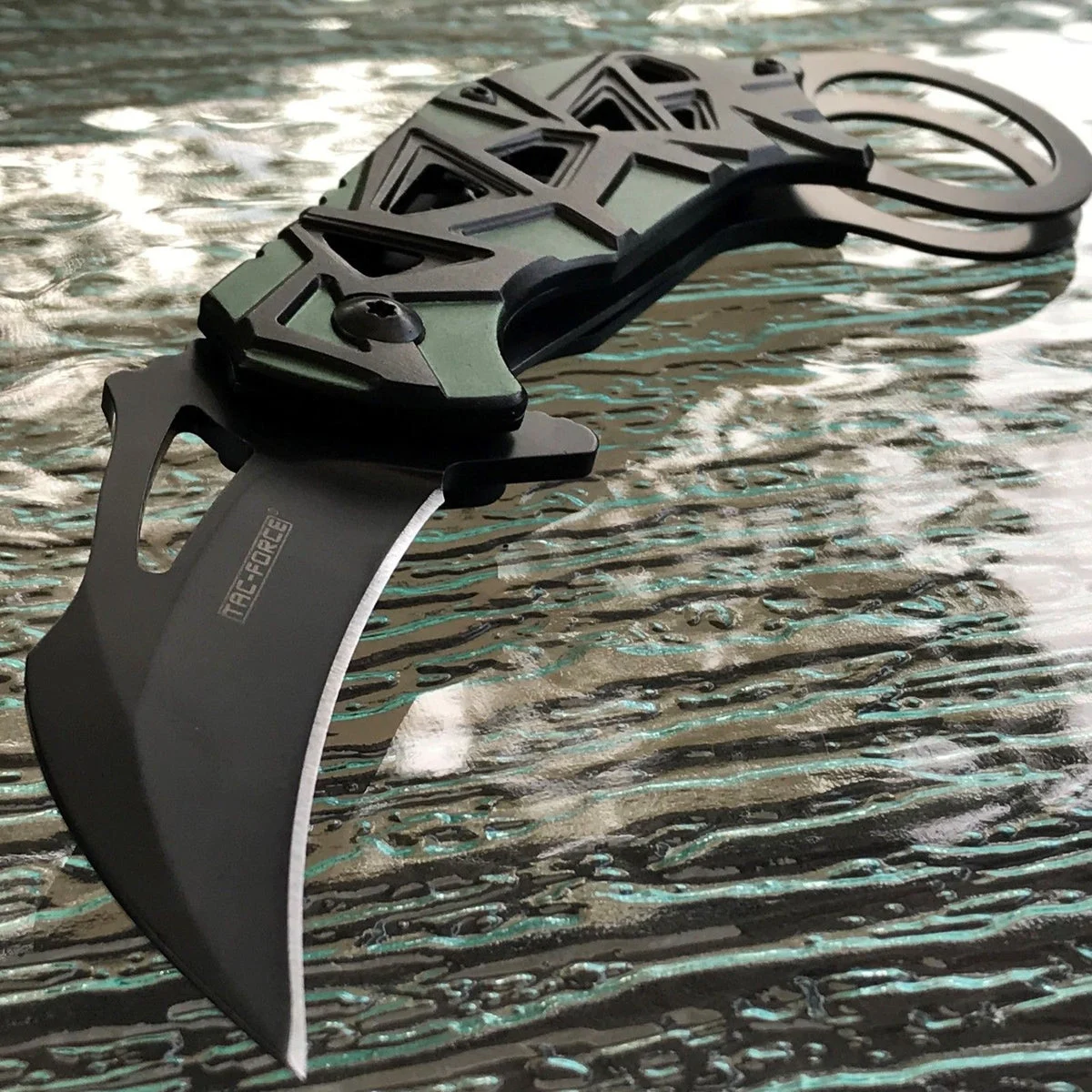 7.75″ Tac Force Ninja Green Karambit Claw Blade Tactical Pocket Knife