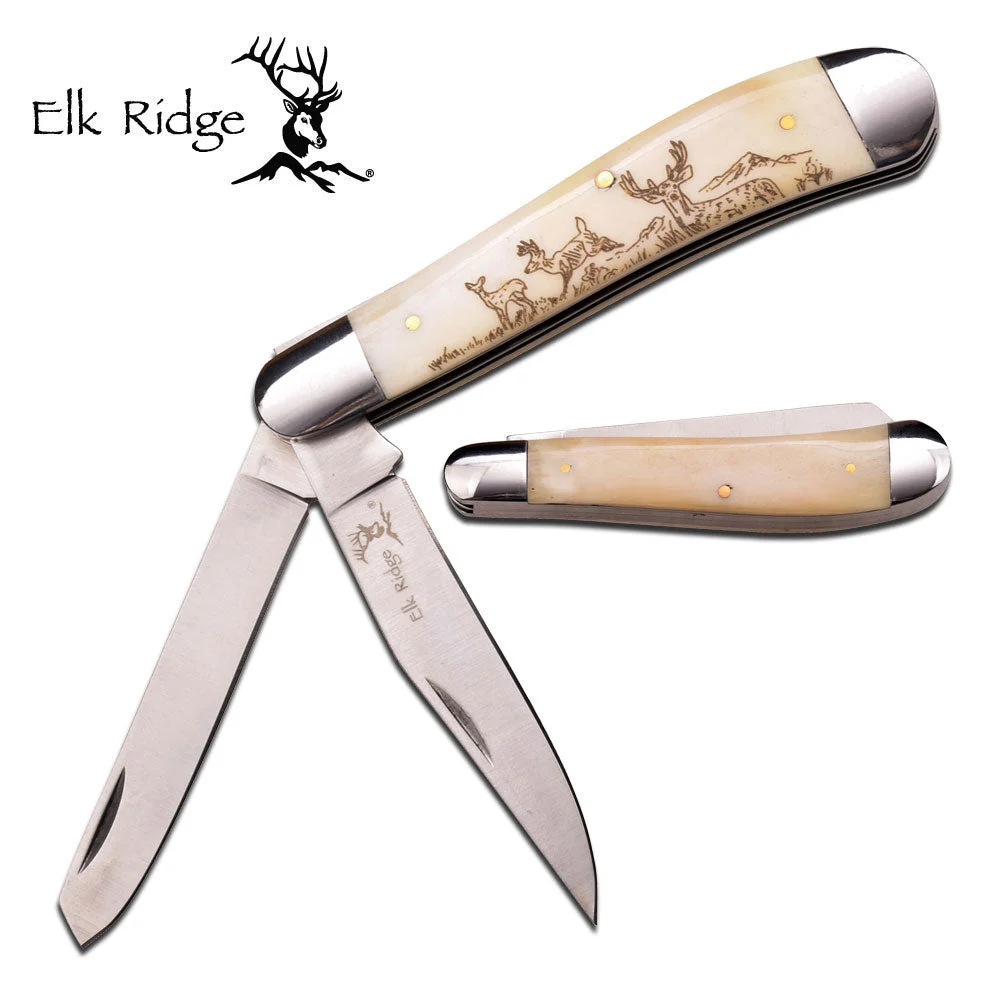 7″ Elk Ridge Wood Gentleman Hunting Frontier Knife ER-220DR
