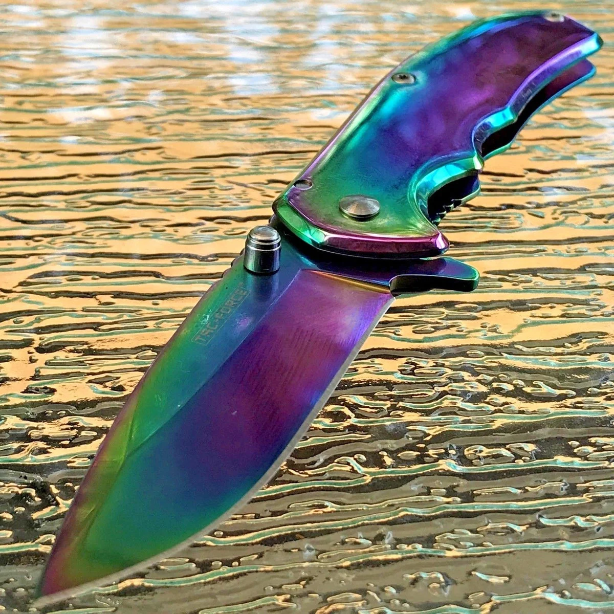 7″ Tac Force Executive Rainbow Mirror Tactical Folding Pocket Knife