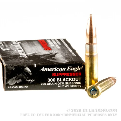 500Rounds of .300 AAC Blackout Ammo by Federal American Eagle - 220gr OTM Subsonic