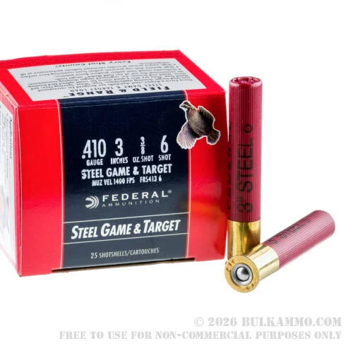 250 Rounds of .410 Ammo by Federal Steel Game & Target -#6 shot