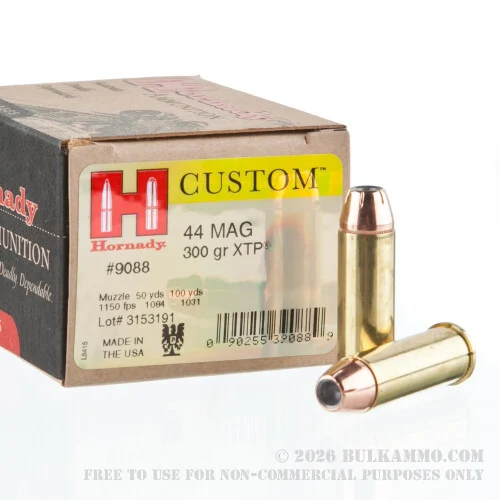 20 Rounds of .44 Mag Ammo by Hornady Custom - 300 gr XTP JHP