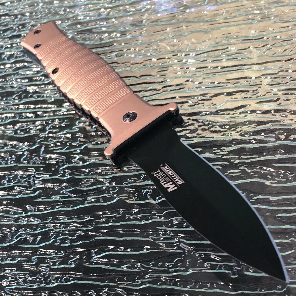 8.0″ MTECH SPRING ASSISTED TACTICAL RESCUE FOLDING DAGGER KNIFE OPEN Blade