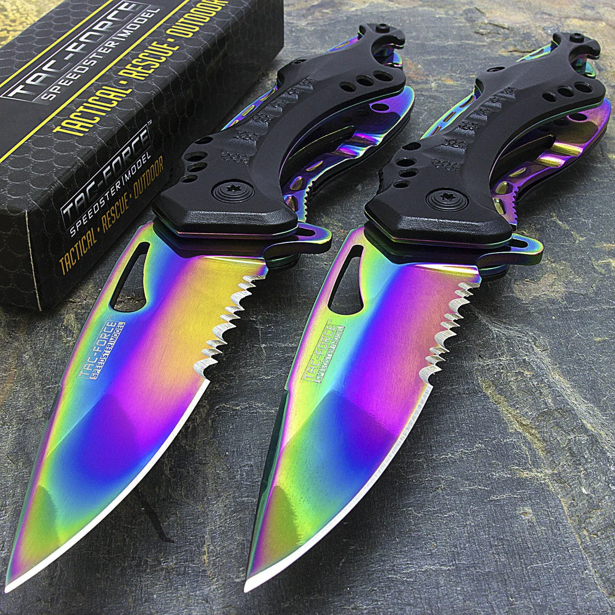 8.0″ Tac Force Rainbow Spring Assisted Tactical Folding Blade Knife