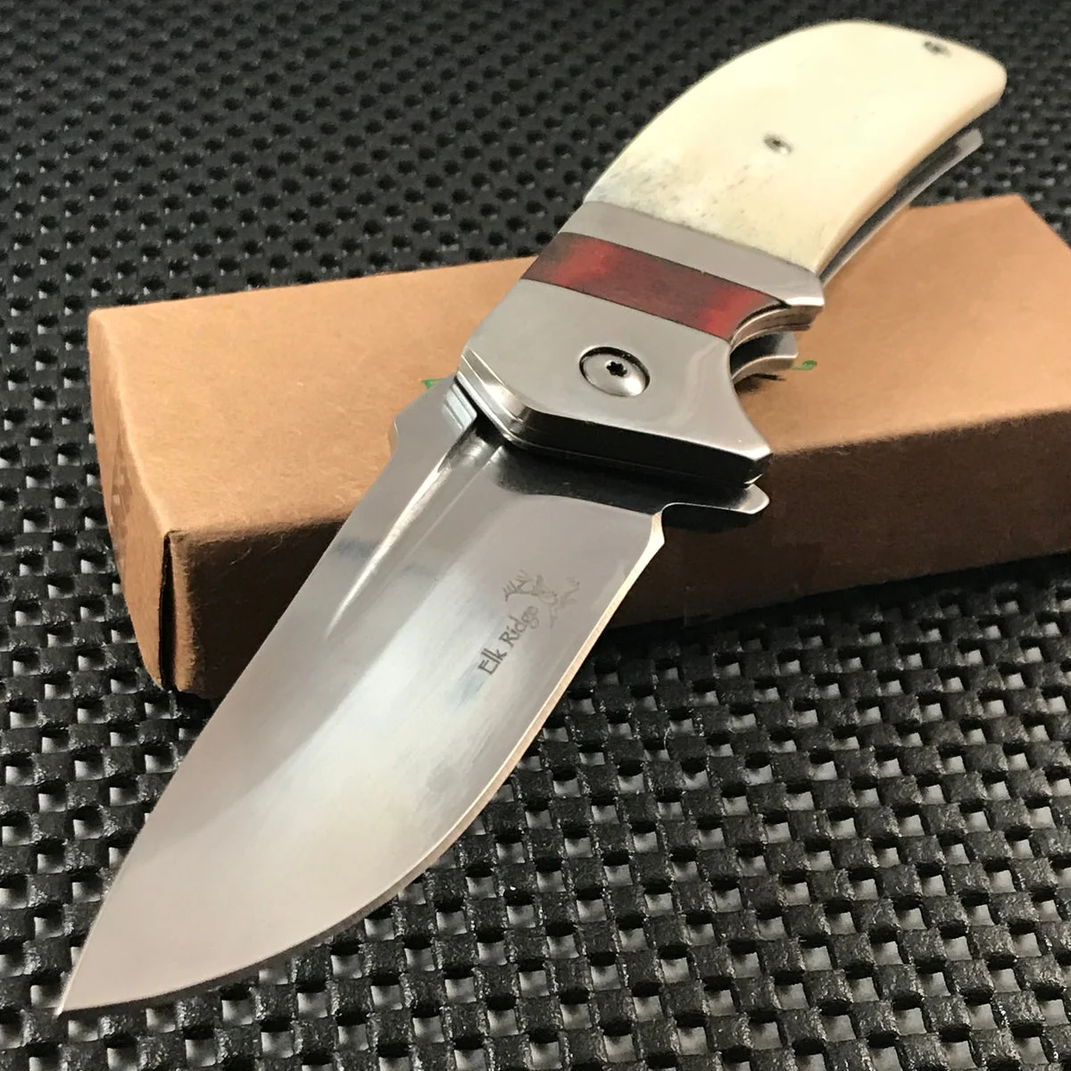 8.25″ Elk Ridge Bone Handle Assisted Hunting Pocket Knife (ER-A167BN)