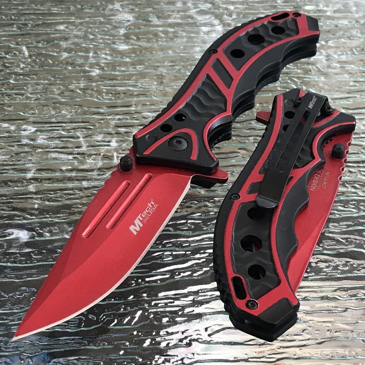 8.25″ MTech USA Ballistic Tactical Red Spring Assisted Pocket Knife