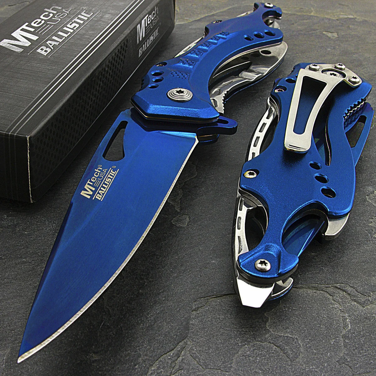 8.25″ MTech USA Blue Spring Assisted Tactical Pocket Knife