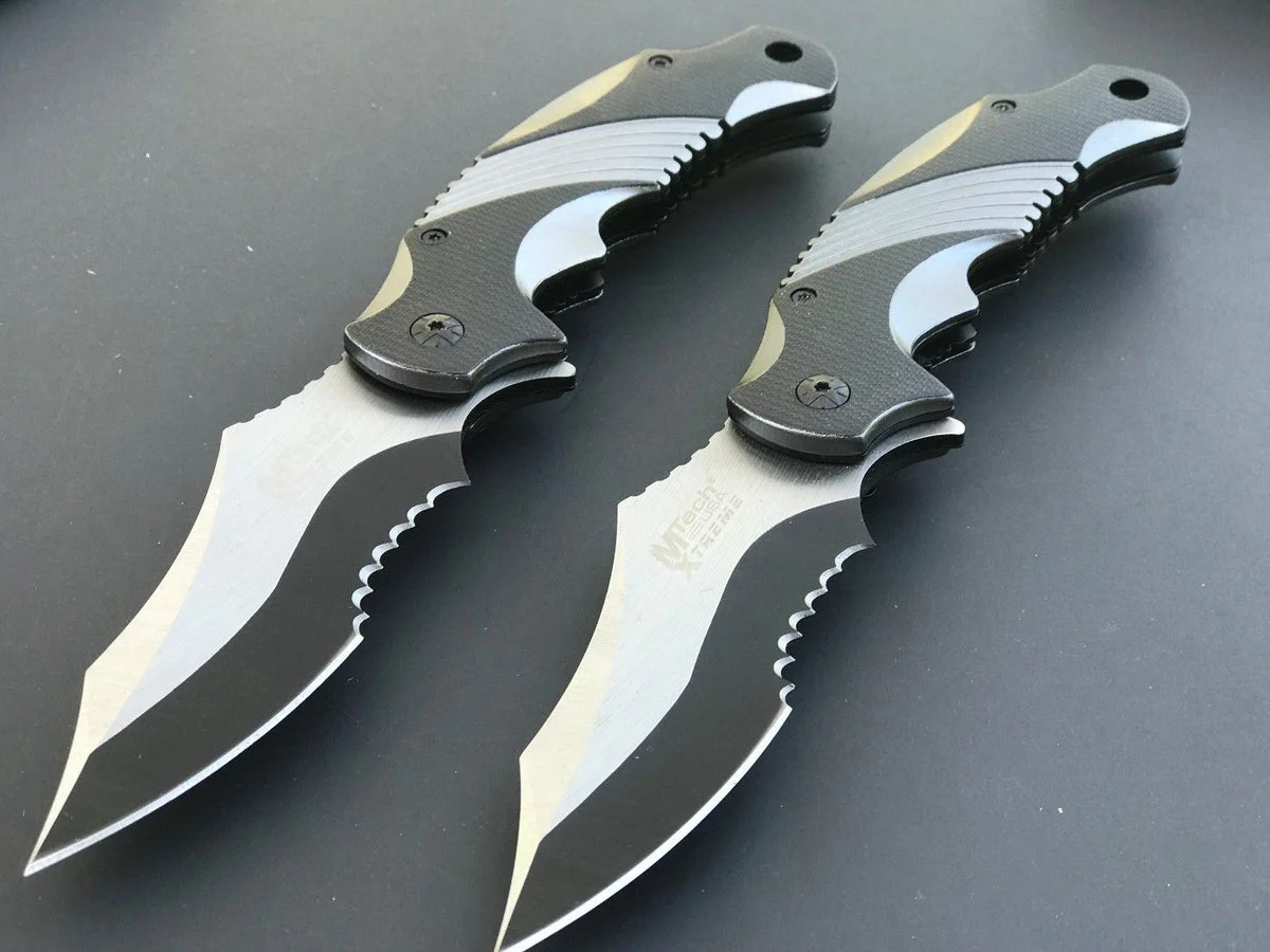 8.25″ MTECH USA TWO TONE SPRING ASSISTED FOLDING TACTICAL POCKET KNIFE Open