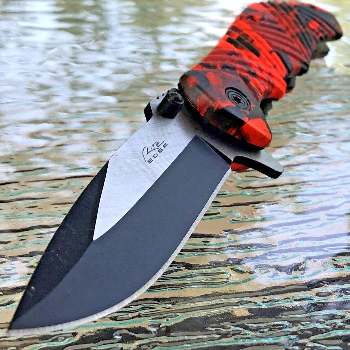 8.25″ Rite Edge Hunting Red Camo Assisted Open EDC Pocket Knife
