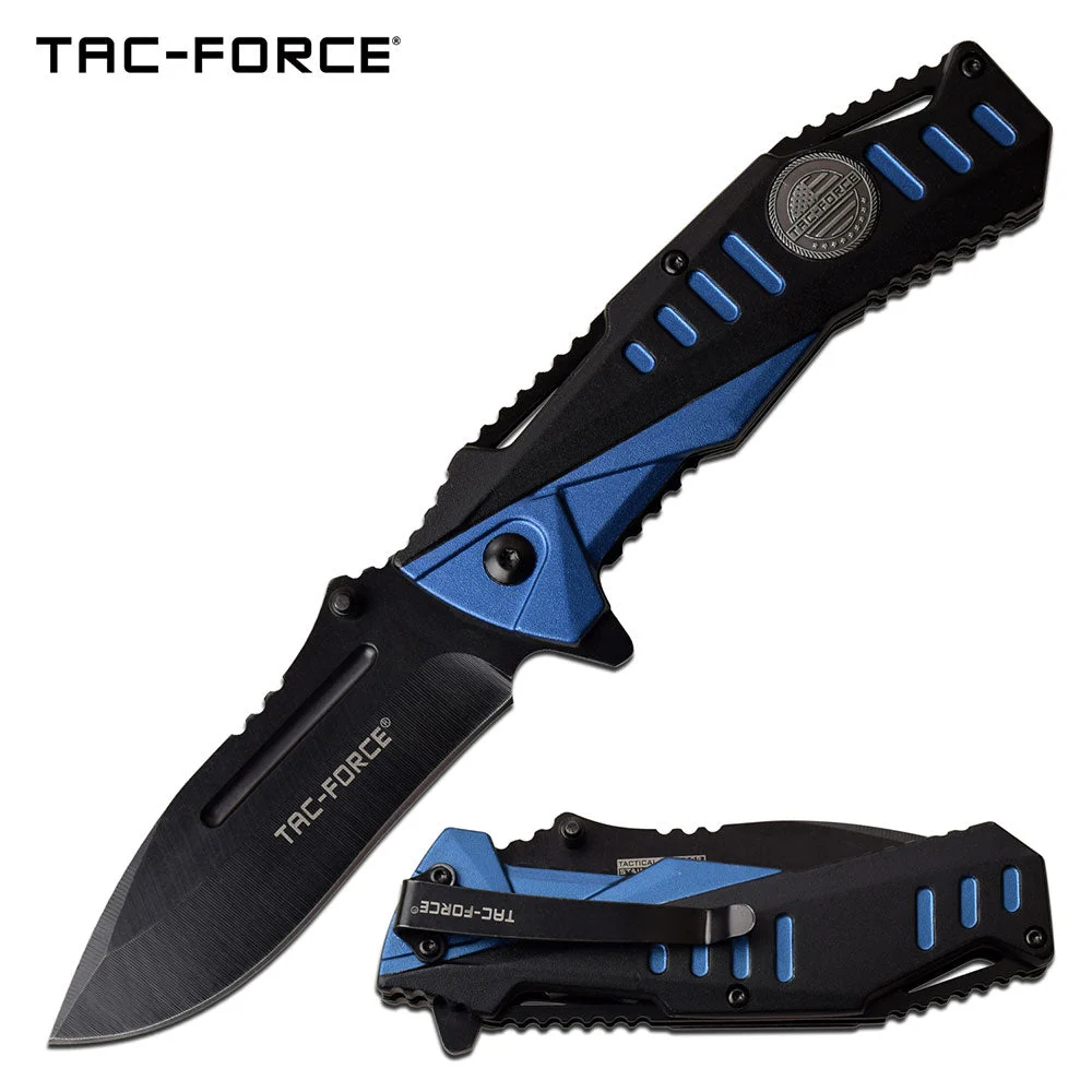 8.25″ Tac Force Speedster Model Black Blue Drop Point Pocket Knife