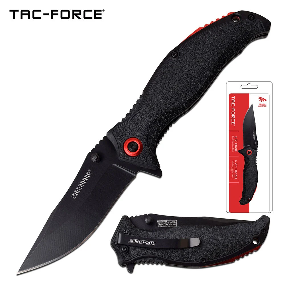 8.25″ Tac Force Speedster Model Black Red Tanto Pocket Knife