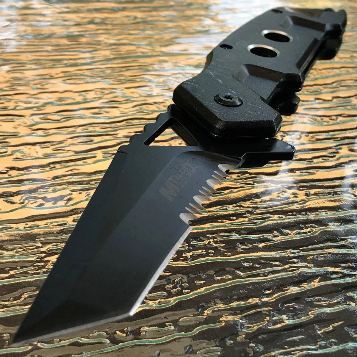 8.5″ MTech USA Black Spring Assisted Tanto Blade Pocket Knife