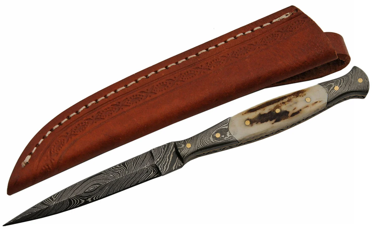 8.5″ Stag Slim Damascus Dagger