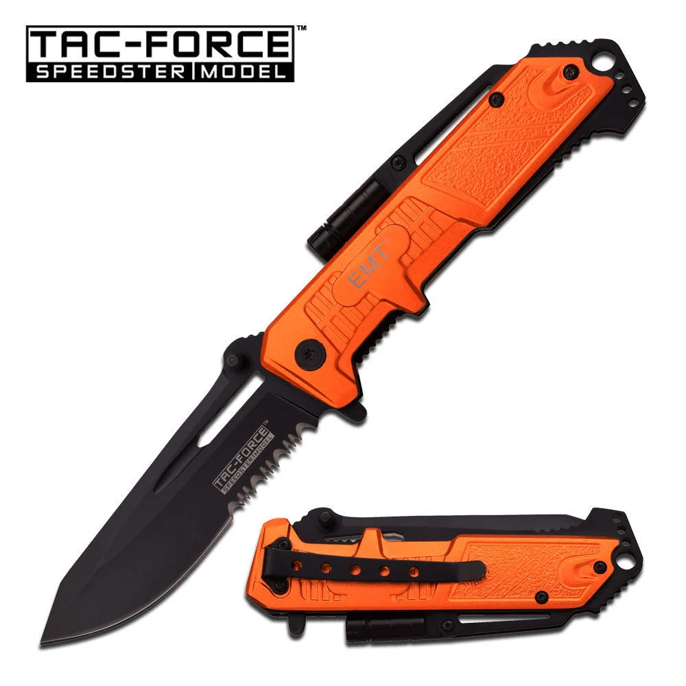8.5″ Tac Force EMT EMS Rescue Tactical Pocket Knife w/ Flashlight