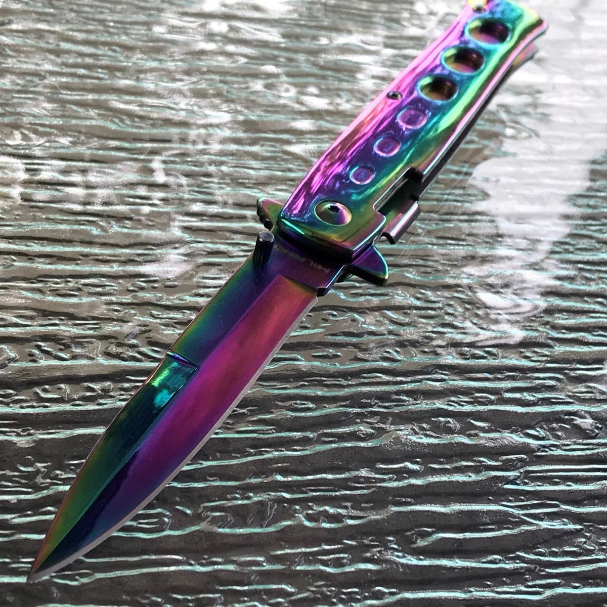8.5″ Tac Force Rainbow Spectrum Stiletto Pocket Knives 300141TR