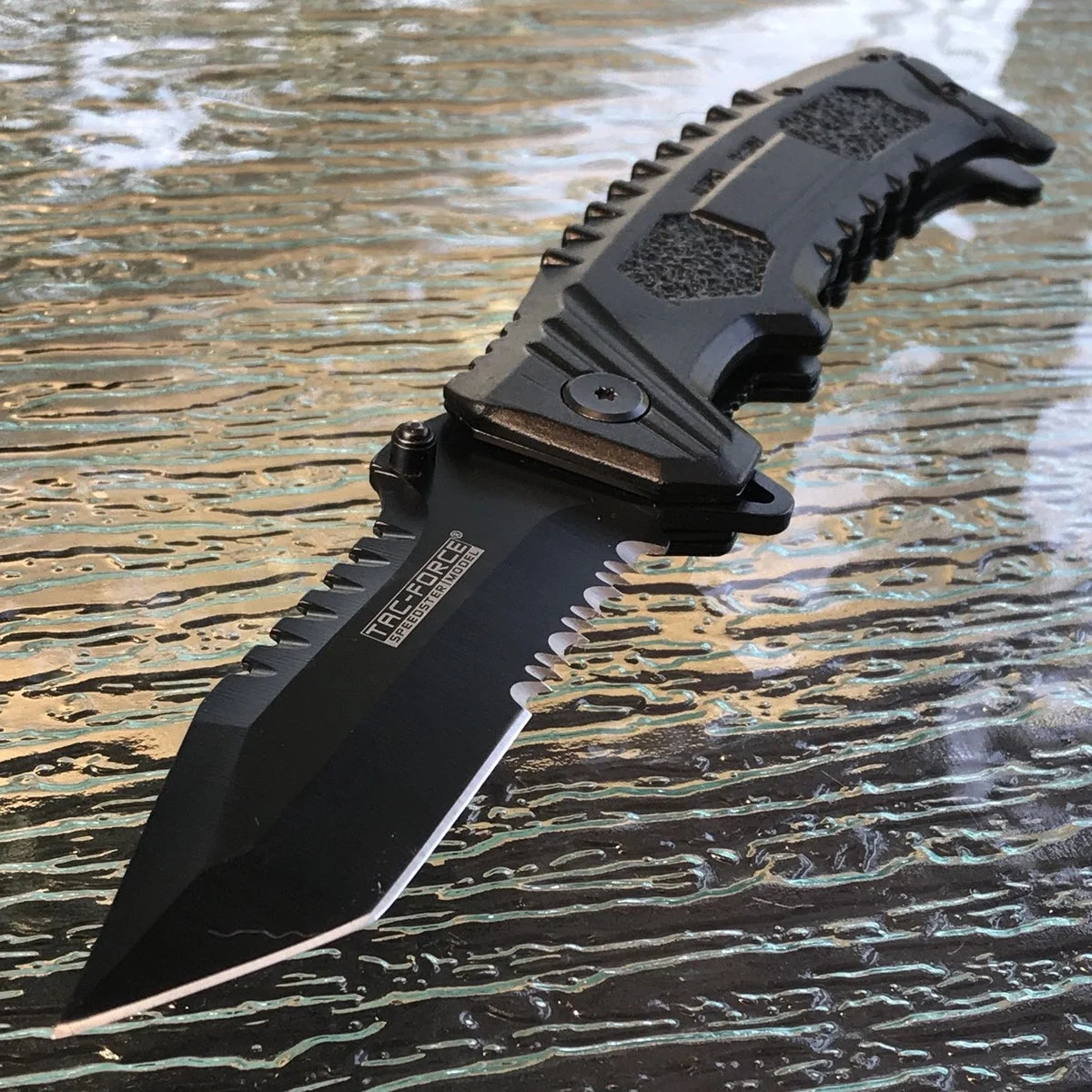 8.5″ Tac Force Tactical Tanto Sawback Black Pocket Knife