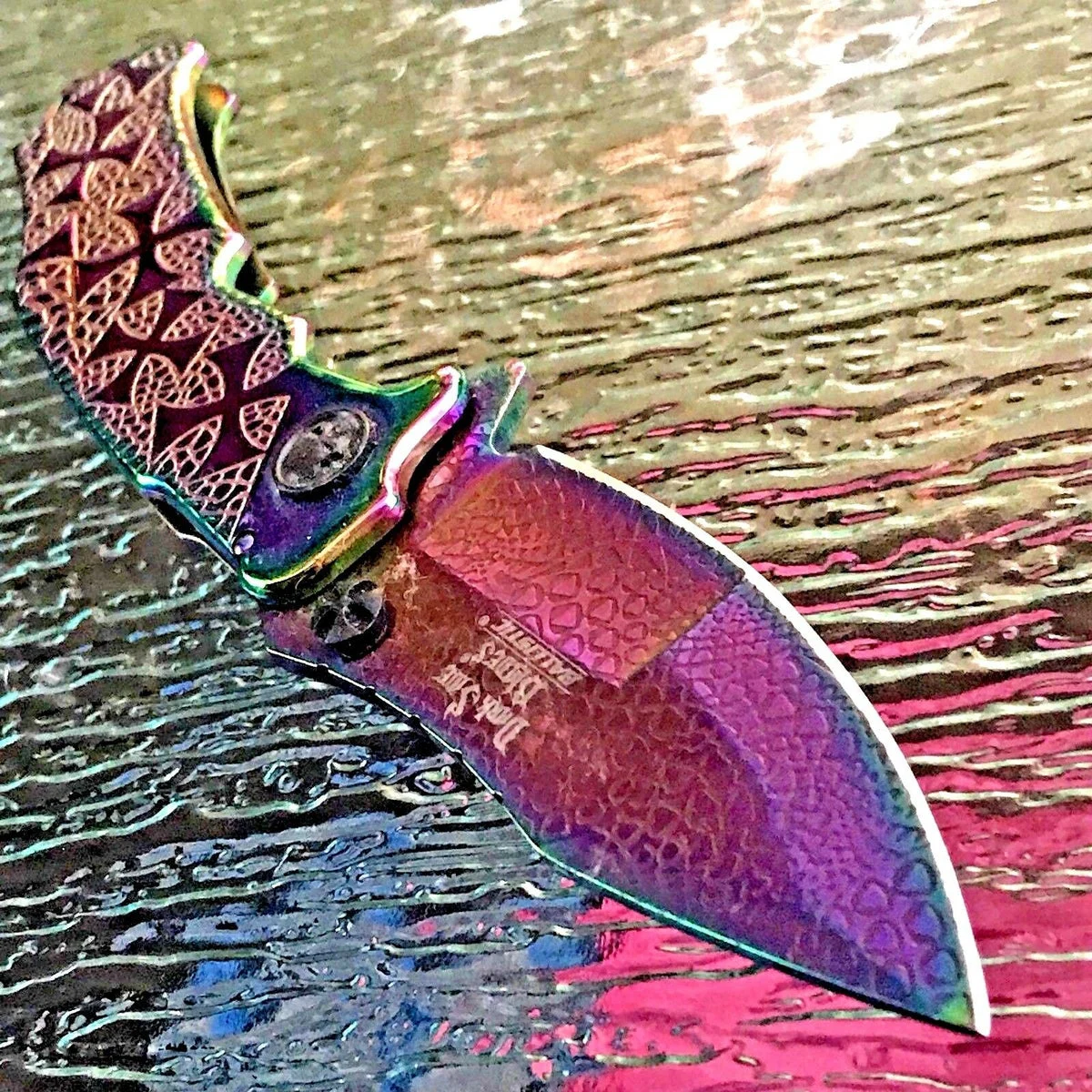 8″ Dark Side Blades Tactical Rainbow Fantasy Titanium Pocket Knife