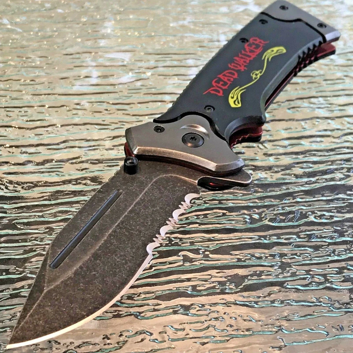 8″ Deadwalker Zombie Biohazard Spring Assisted Folding Pocket Knife