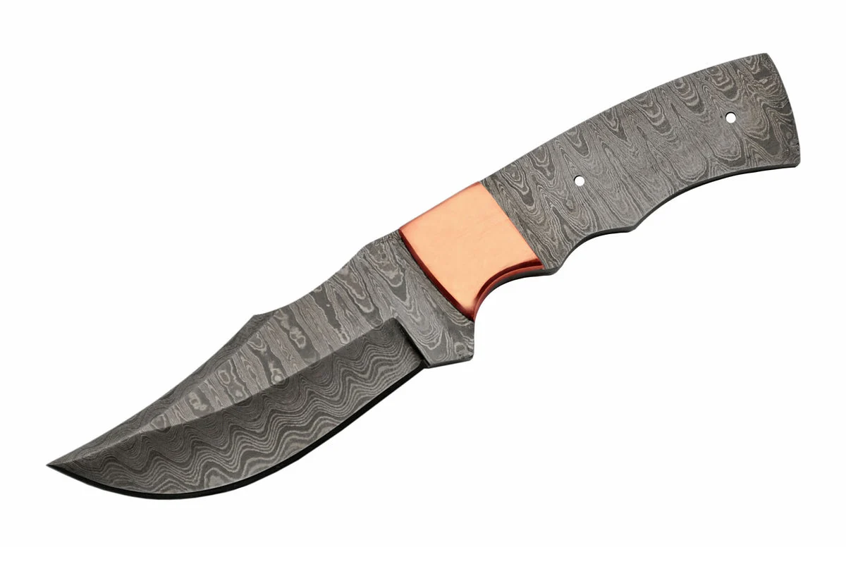 8″ Handmade Damascus Knife Blank W/ Copper Bolster