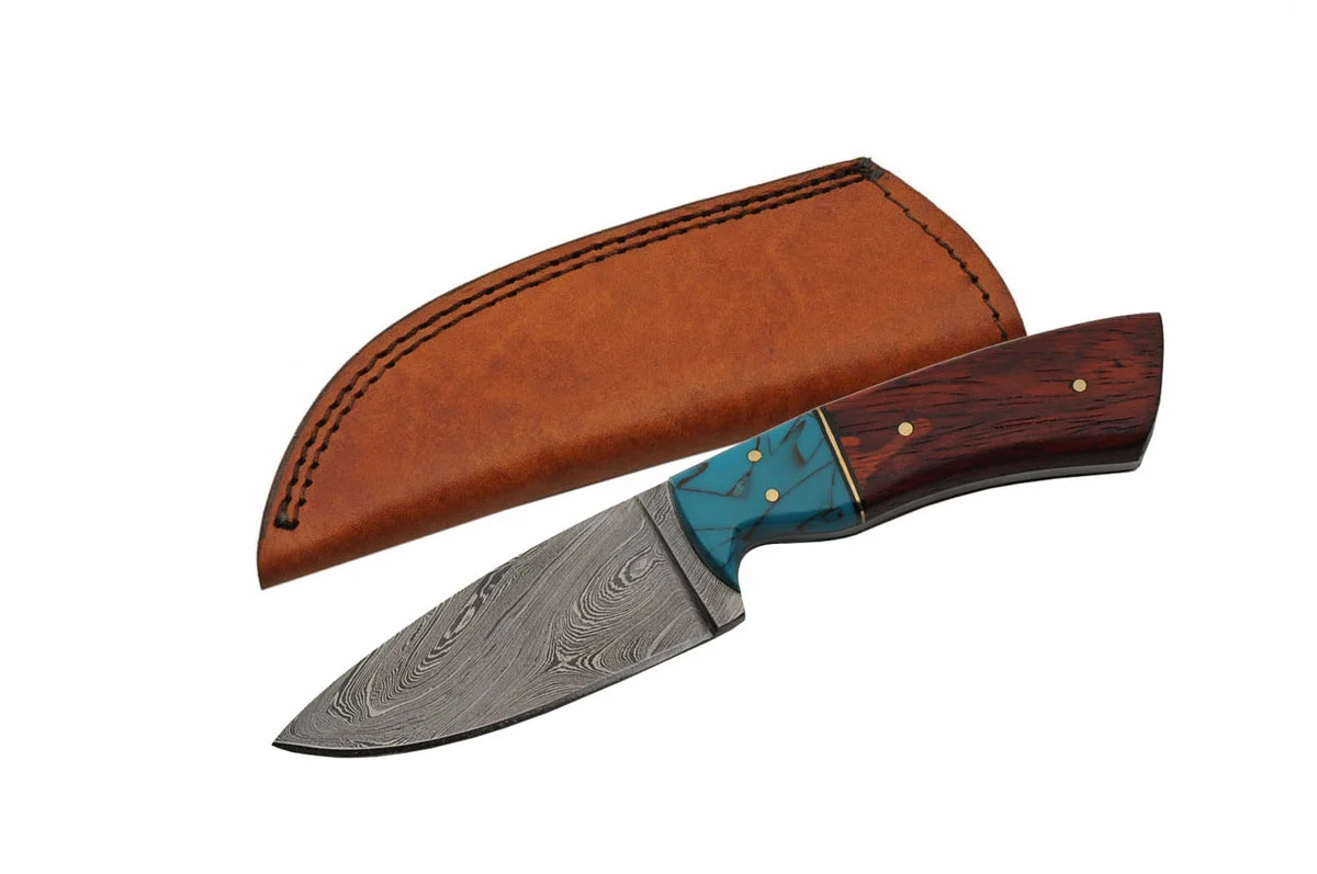 8″ Handmade Damascus Redwood Hunting Skinning Knife