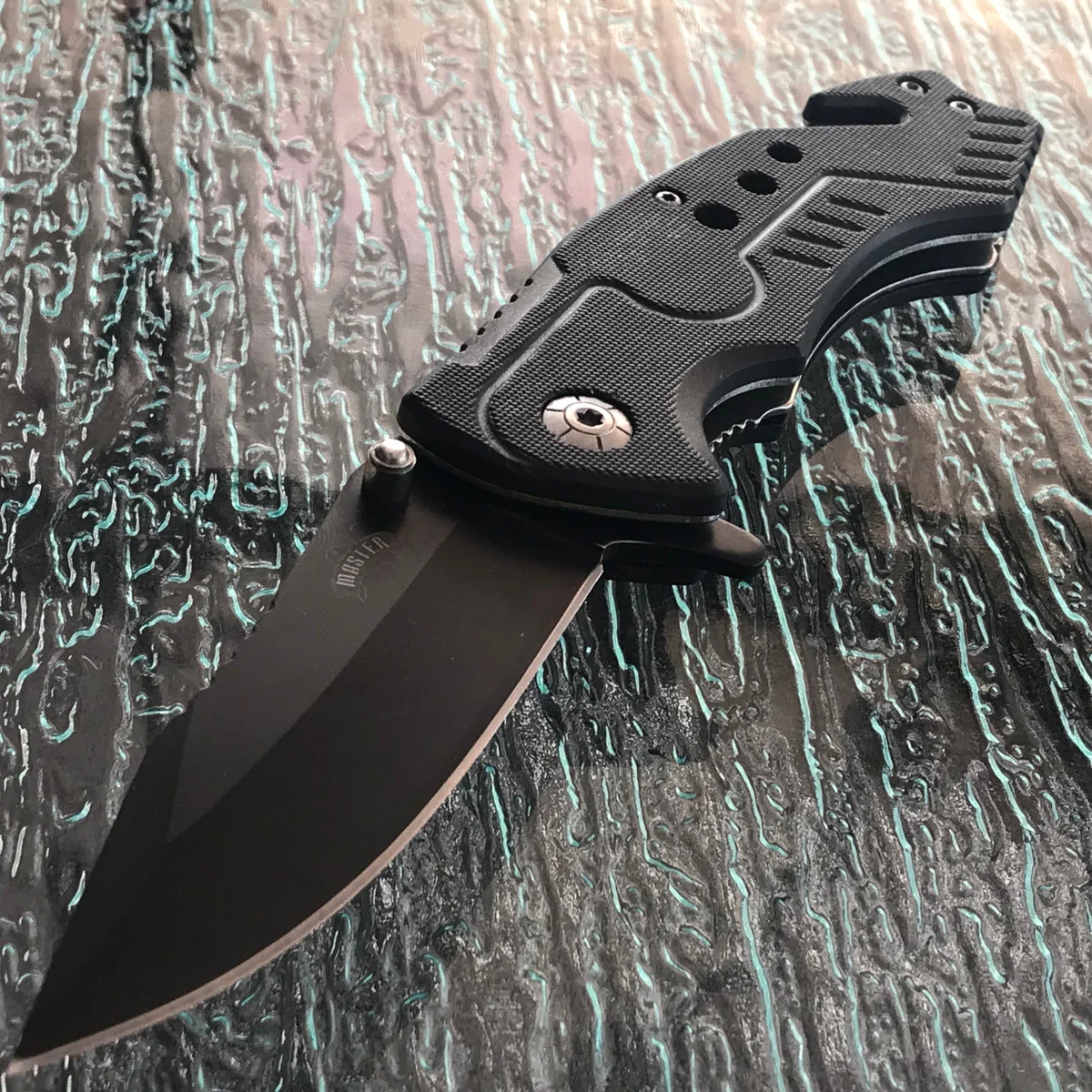 8″ Master Spring Assisted Black Tactical Pocket Knife MUA021BK