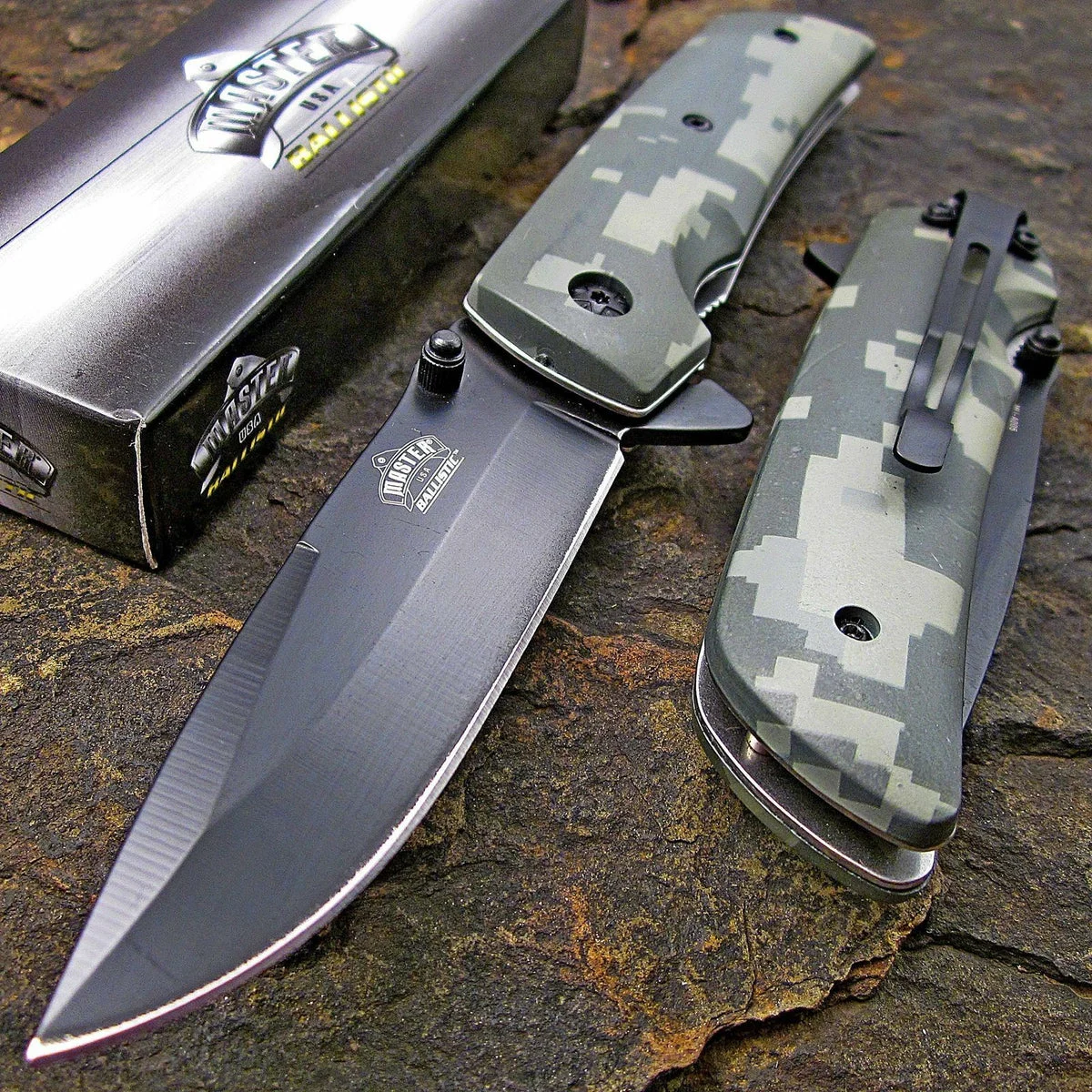 8″ Master USA Military Green Digital Camo EDC Folding Pocket Knife