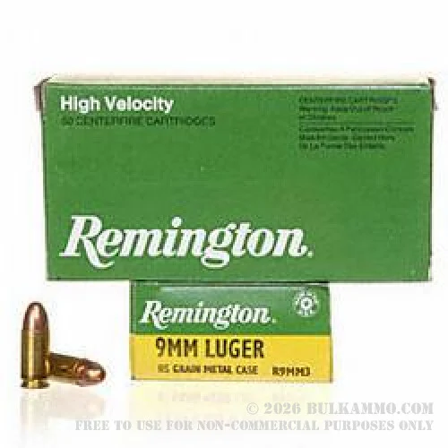 50 Rounds of 9mm Ammo by Remington - 115gr MC