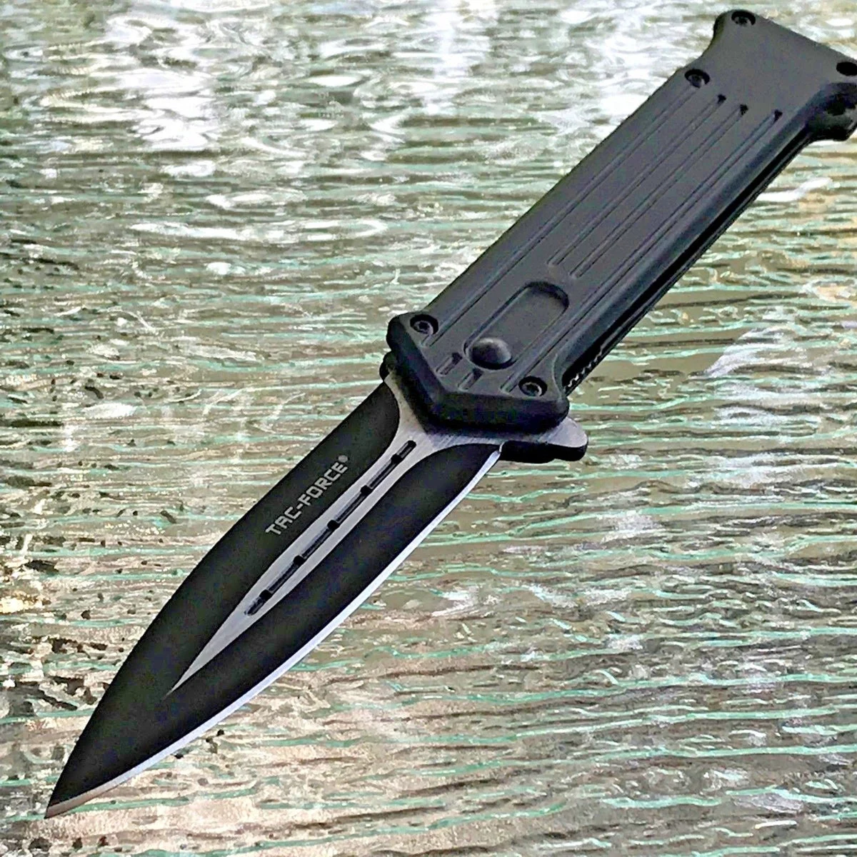 8″ Tac Force Black Stiletto Assisted Tactical Folding Pocket Knife