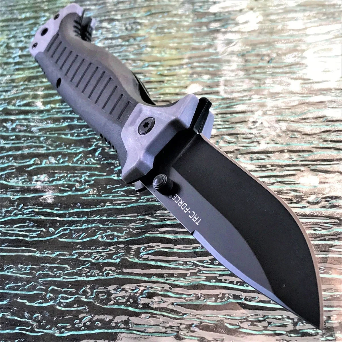 8″ TAC FORCE GRAY SPRING ASSISTED POCKET KNIFE Tactical Open Folding Blade MILITARY