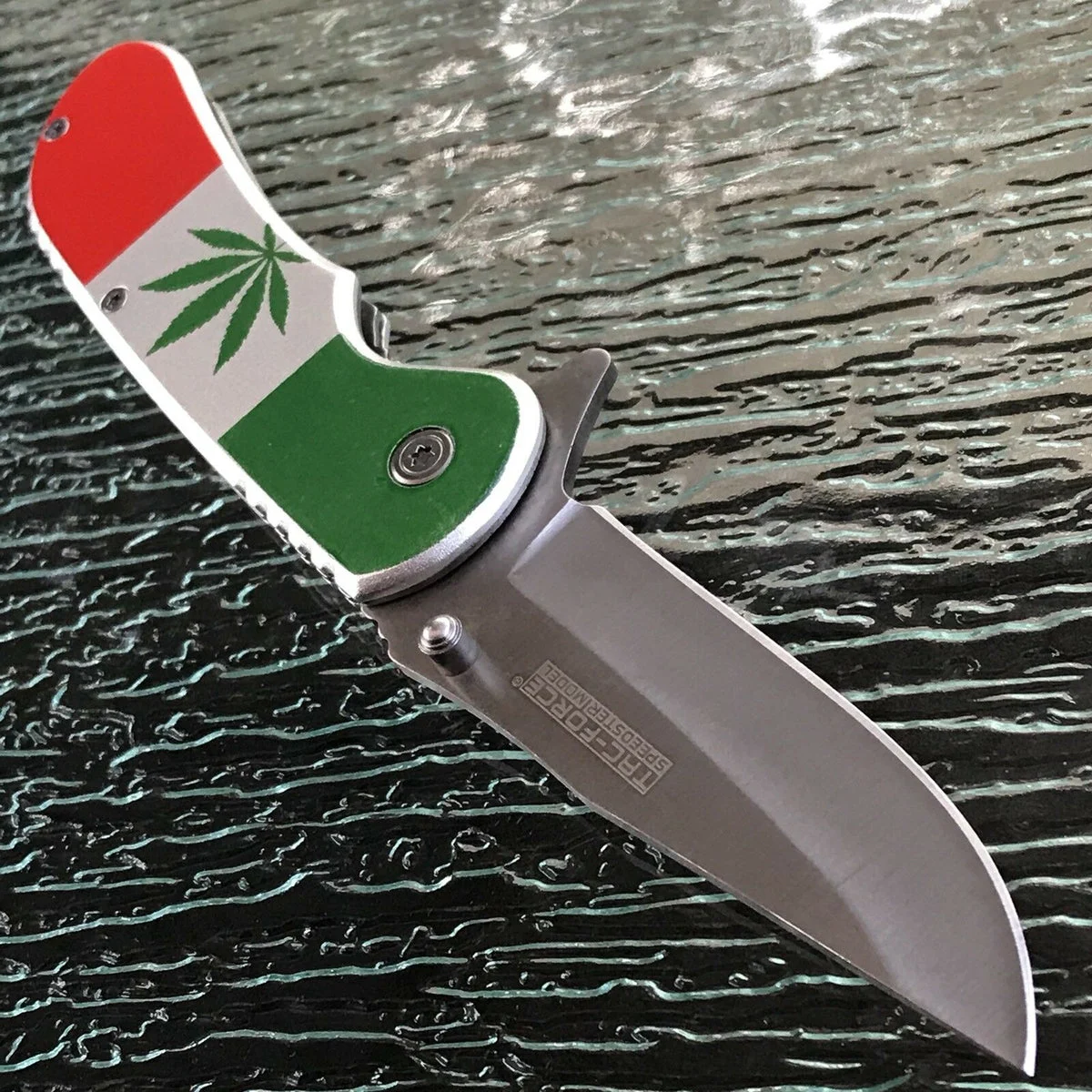 8″ Tac Force Marijuana Cannabis Spring Assisted Folding Pocket Knife