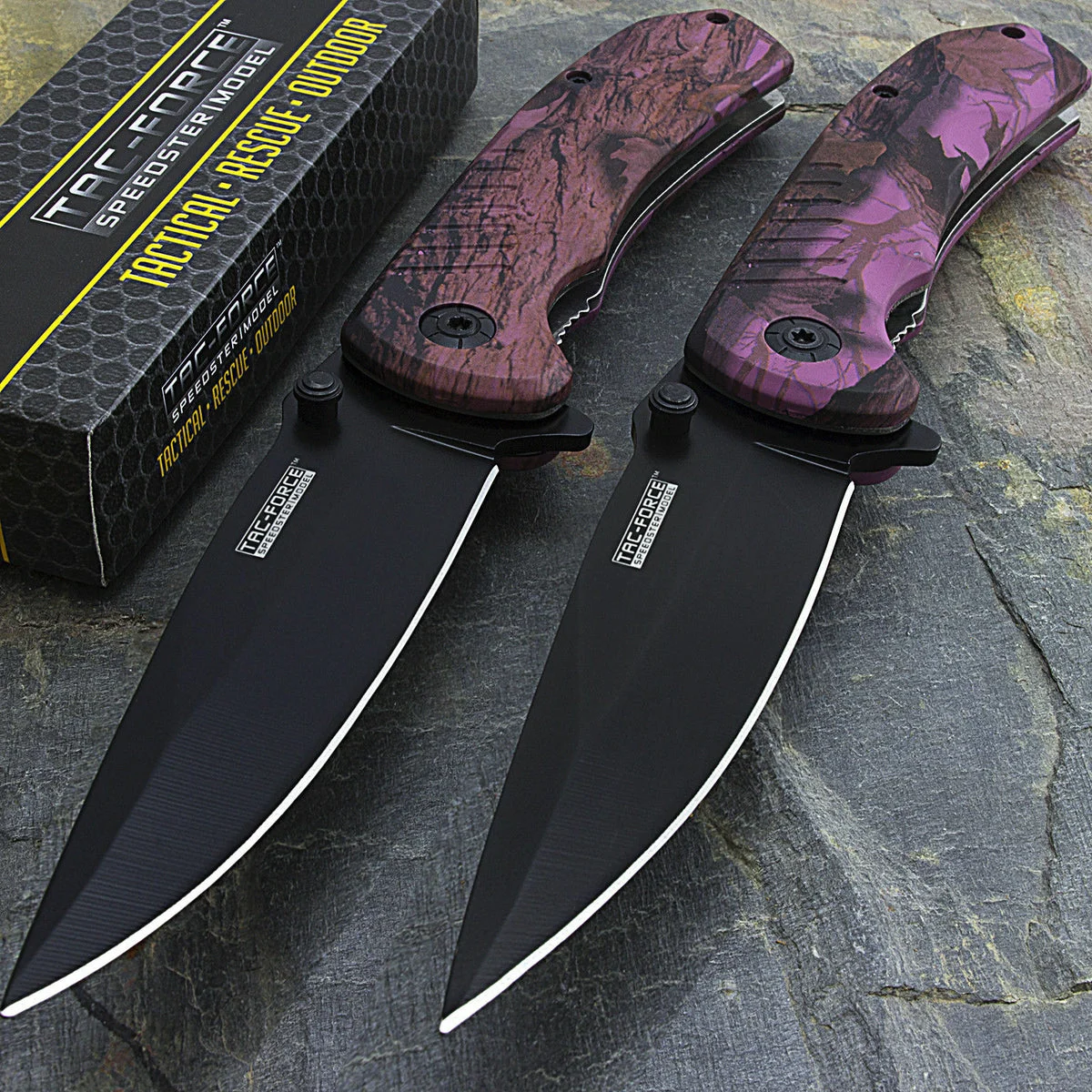 8″ Tac Force Purple Camo Spring Assisted Pocket Knives (TF-764PE)