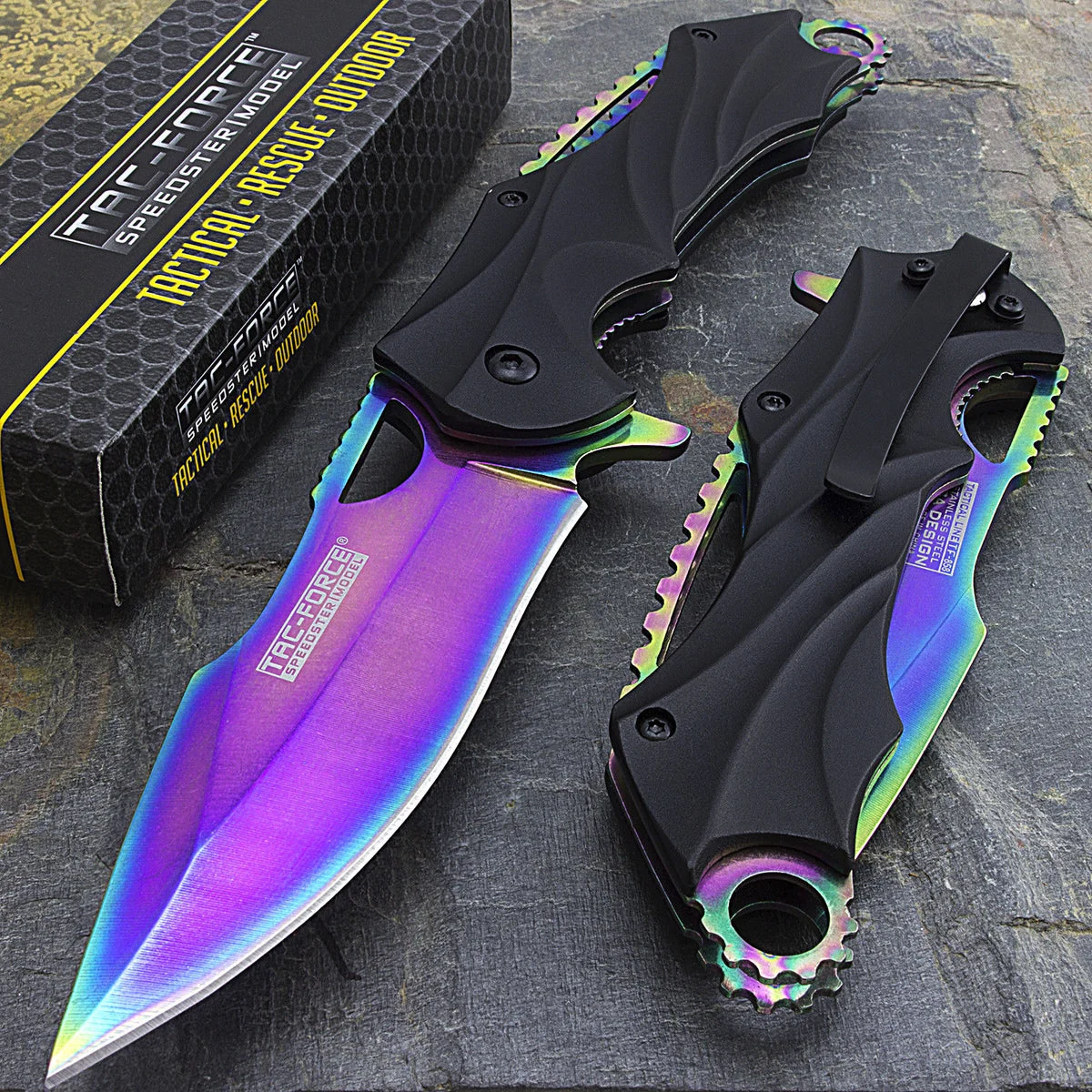 8″ Tac Force Rainbow Heavy Duty Spring Assisted Pocket Knife
