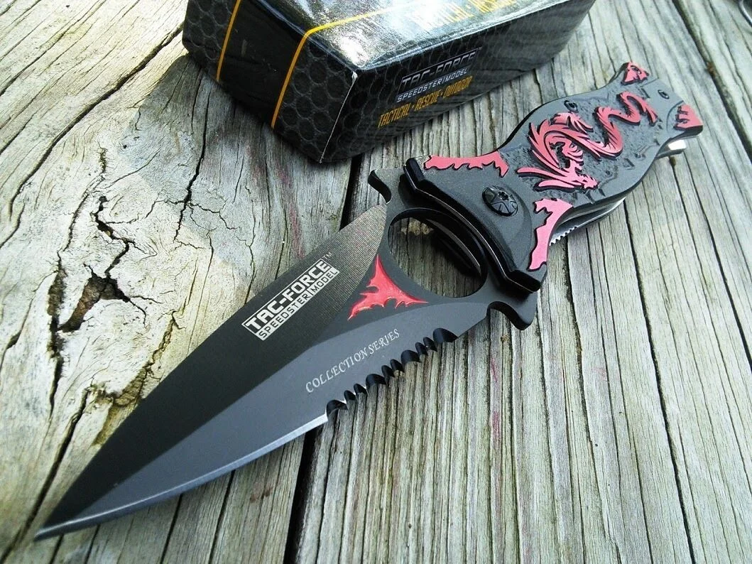 8″ Tac Force Red Dragon Flame Fantasy Pocket Knife