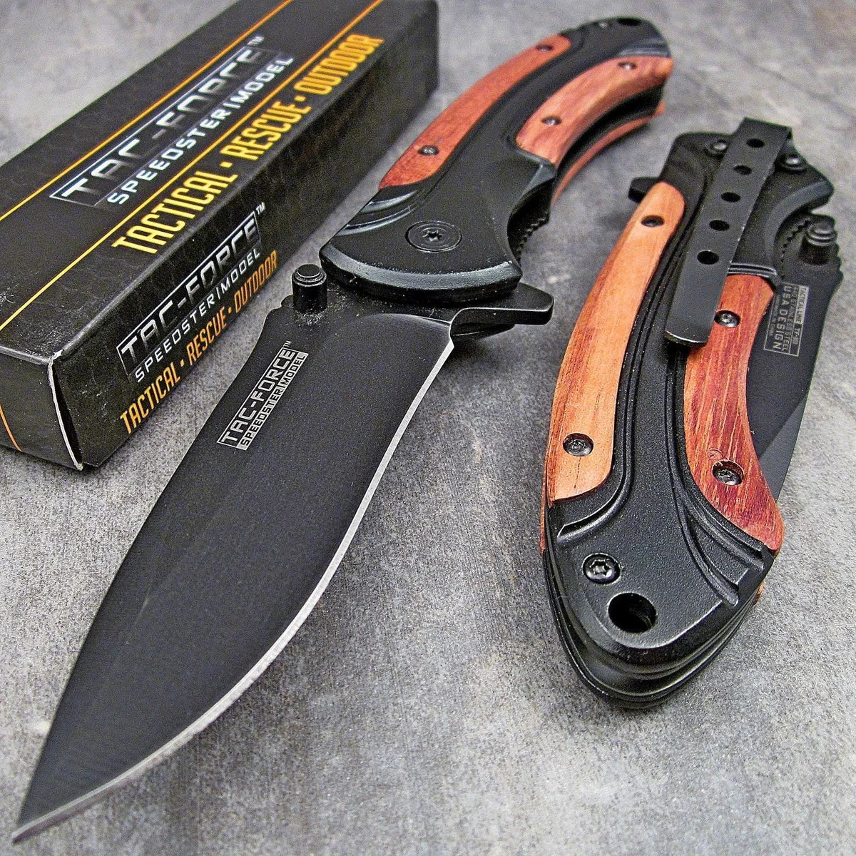 8″ Tac Force Spring Assisted Tactical Pakkawood Handle Pocket Knife