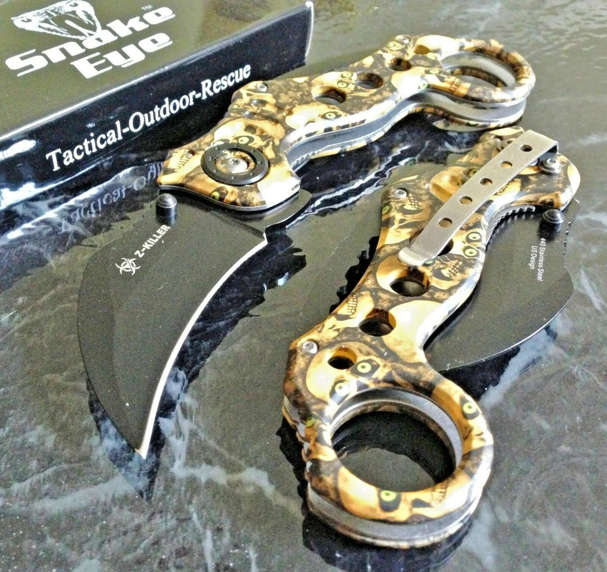 8″ Zombie Killer Karambit Claw Blade Fantasy Skulls Pocket Knife